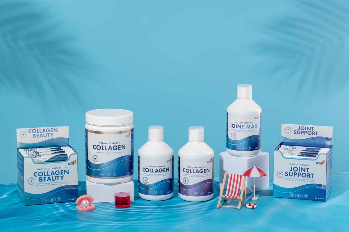 Swedish Nutra's group product picture in a blue background